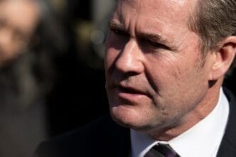 WASHINGTON D.C., USA - February 4, 2025 United States National Security Adviser Michael Waltz speak to the press outside the White House. By Shutterstock.com - Noamgalai