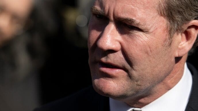WASHINGTON D.C., USA - February 4, 2025 United States National Security Adviser Michael Waltz speak to the press outside the White House. By Shutterstock.com - Noamgalai