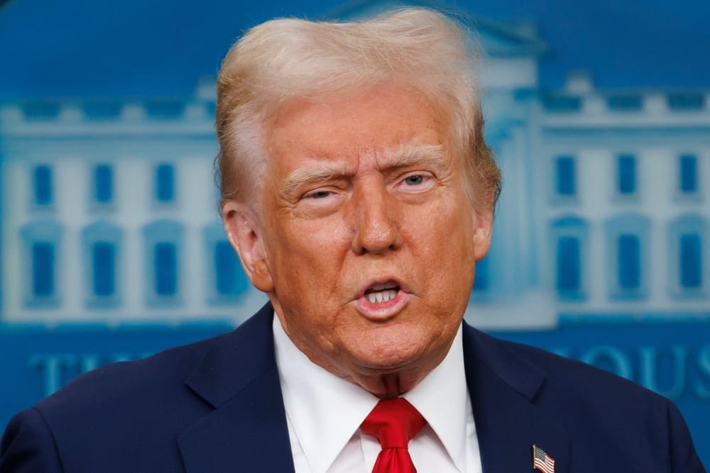 WASHINGTON –Jan 30 2025 President Donald Trump speaks at a White House press briefing after a Black Hawk helicopter collided with American Airlines flight 5342 by DCA airport.