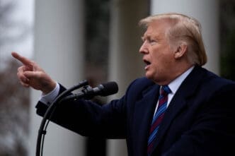 Washington, D.C., January 4 2019 President Donald Trump, speaks to the media in the Rose Garden at the White House after meeting with Democrats to discuss the ongoing partial government shutdown.