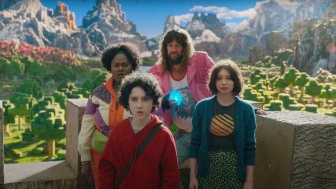 A Minecraft movie featuring Jason Momoa, Danielle Brooks, Emma Myers, and Sebastian Eugene Hansen