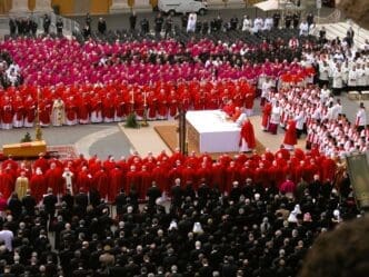 Cardinals, bishops and priests attending the funeral of Pope John Paul II