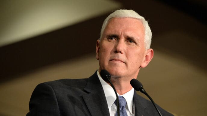 Chesterfield, MO - Sept 06, 2016. Mike Pence speaks to supporters at a rally in Chesterfield, Missouri in 2016. By Shutterstock.com