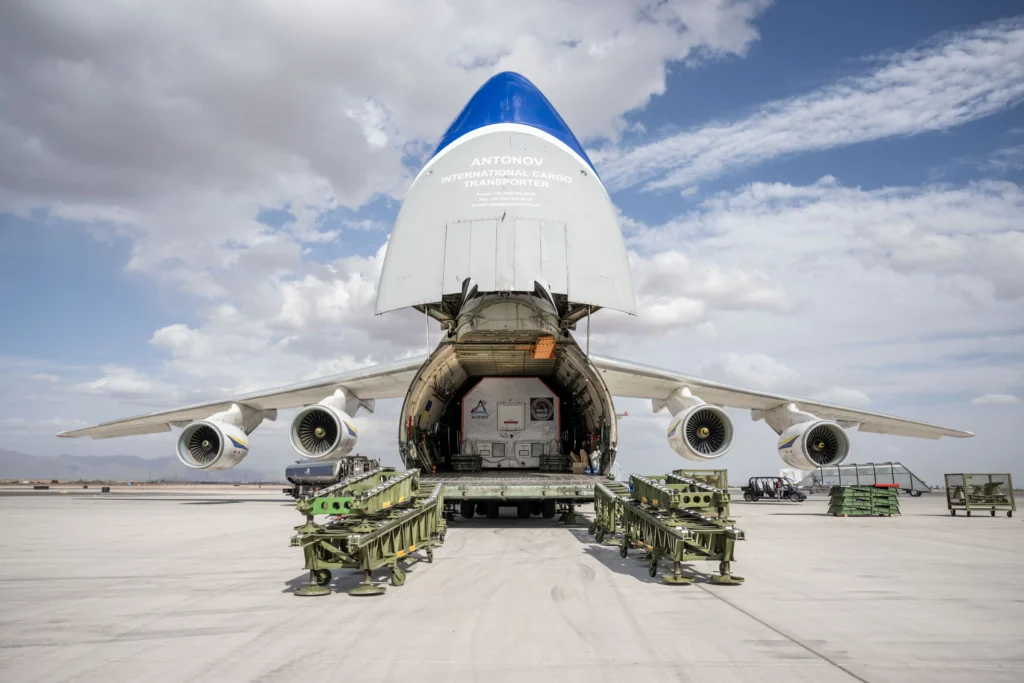 Delivered by cargo aircraft to Phoenix-Mesa Gateway Airport, HALO will be transported to Northrop Grumman’s facility in Gilbert for final outfitting
