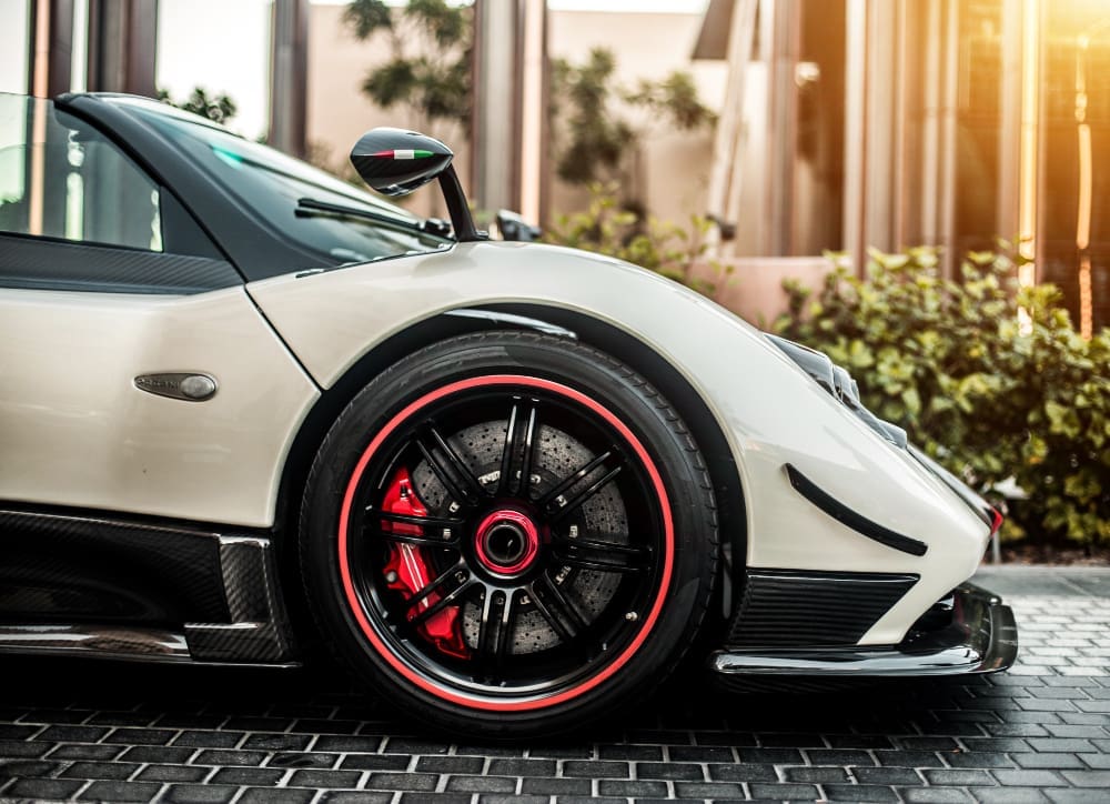 Grey, silver color sport Ferrari front side view