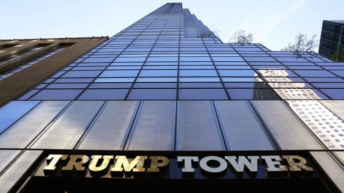 Looking upward from the Fifth Avenue entrance