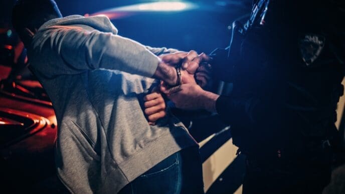 Male Policeman Forcing a Compliant Civilian on the Hood of Police Car. By Shutterstock.com - Gorodenkoff