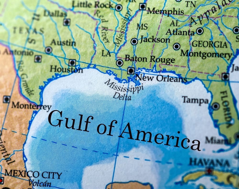 Map showing the Gulf of America instead of Gulf of Mexico. By Shutterstock.com - frank333
