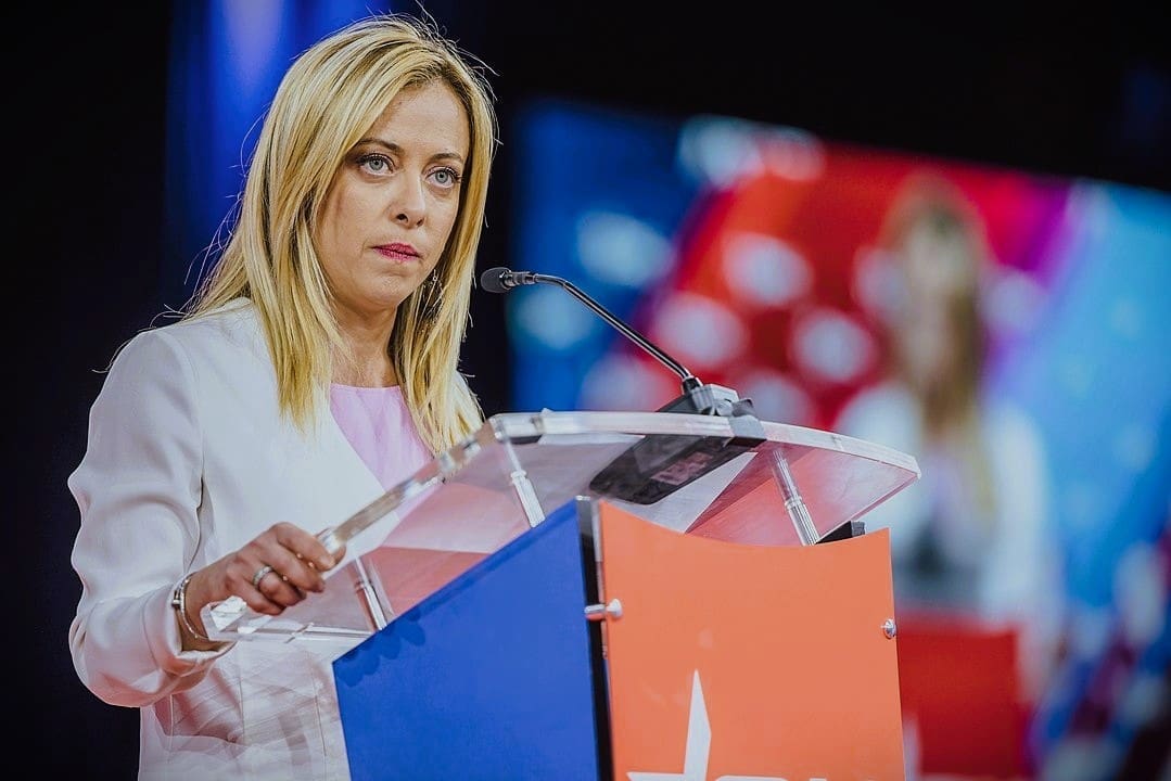 Meloni at CPAC 2022 in Florida, U.S. By Vox España - CPAC 2022 con Hermann Tertsch y Victor Gonzalez., CC0, via Wikimedia Commons