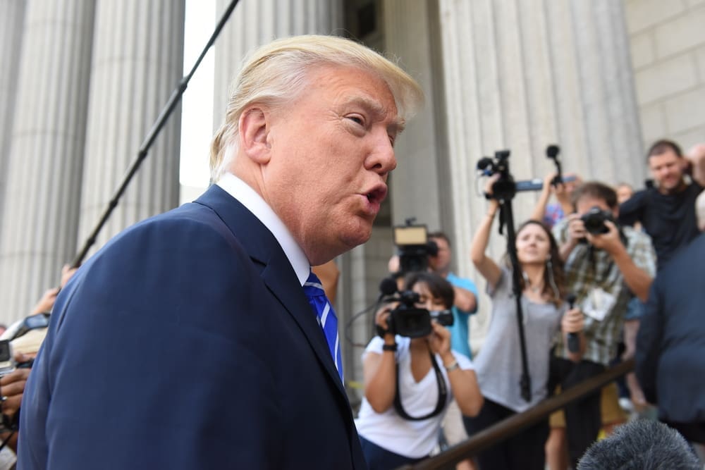 NEW YORK CITY. Donald Trump arrived at 60 Centre Street for his stint at jury duty in Manhattan's supreme court. By Shutterstock.com - a katz