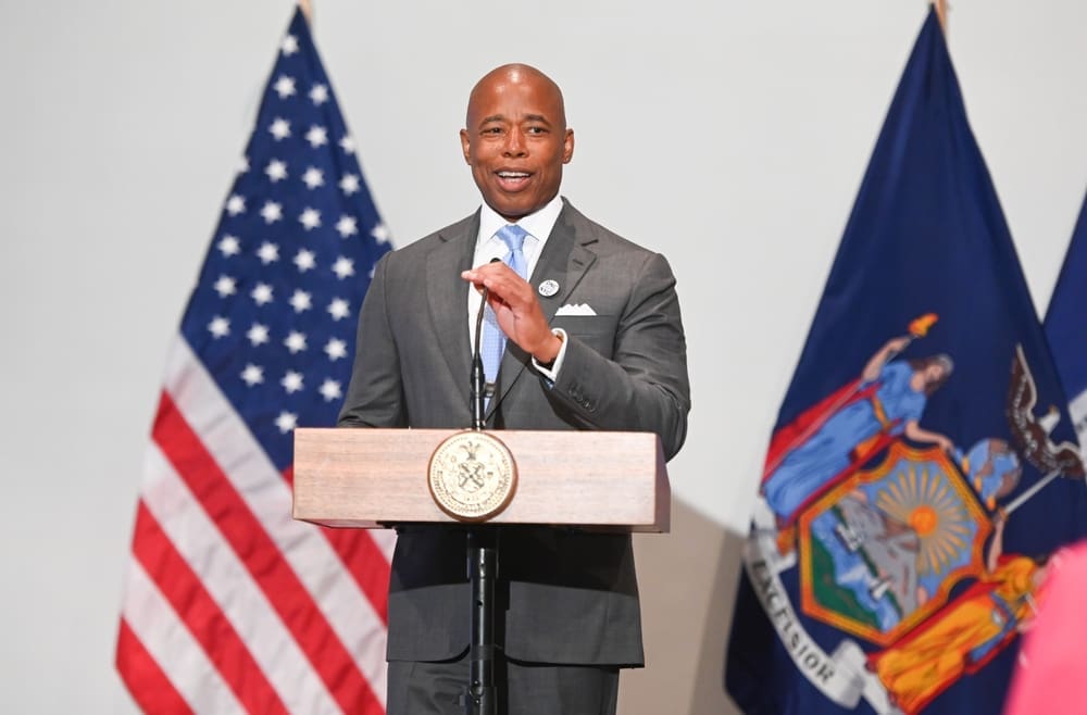 New York, NY - July 21, 2022. Mayor of New York Eric Adams speaks during a press conference at the Javits Center. By Shutterstock.com - Noamgalai
