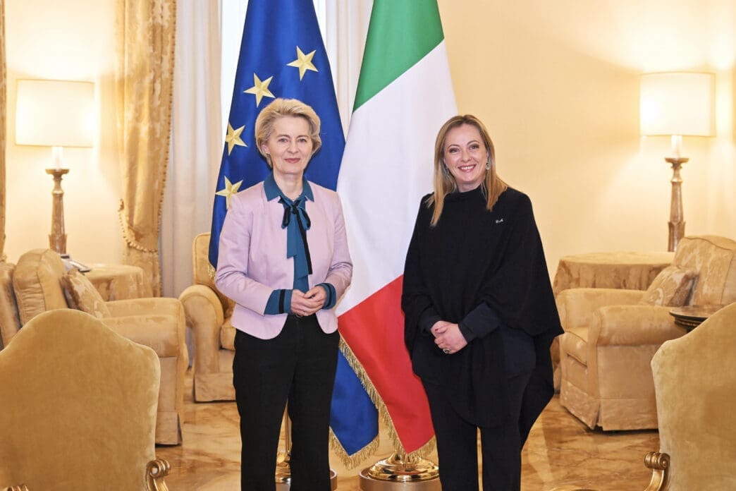 Giorgia Meloni, on the right, and Ursula von der Leyen