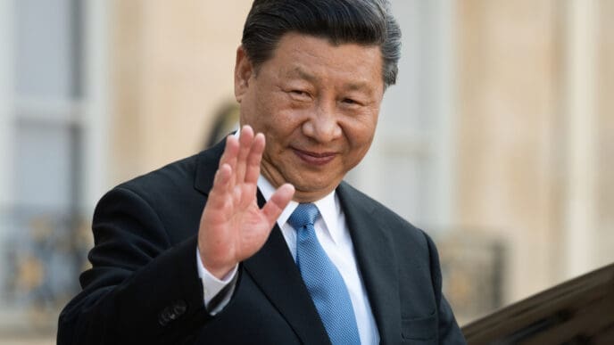 PARIS, FRANCE - MARCH 25, 2018. The chinese President Xi Jinping during his state visit in France at the Elysee Palace. By Shutterstock - Frederic Legrand - COMEO