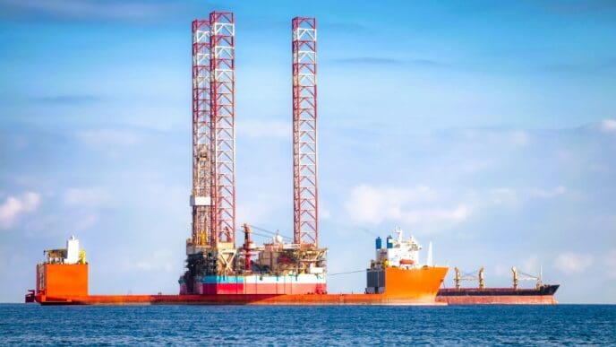 Semi-submersible oil rig vessel