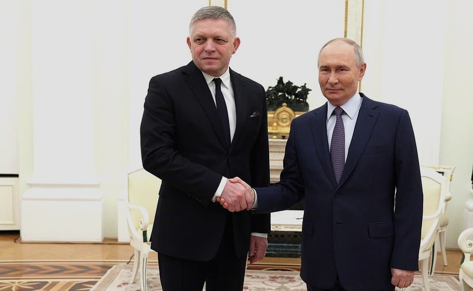Slovak Prime Minister Robert Fico with Russian President Vladimir Putin in the Moscow Kremlin, 2024