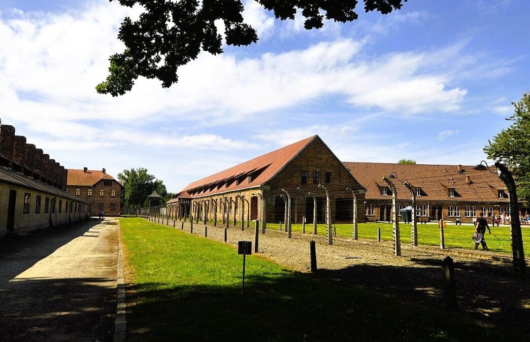 The visitor reception centre of the Auschwitz-Birkenau Memorial and Museum and the former prisoner reception centre of Auschwitz I, the German concentration camp in occupied Poland