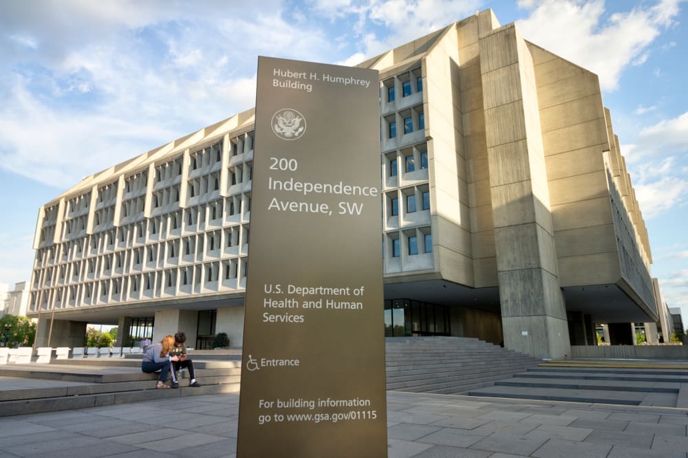 Washington, DC - April 22, 2019 - The north-west corner of The U.S. Department of Health and Human Services. By Shutterstock.com - CHRISTOPHER E ZIMMER