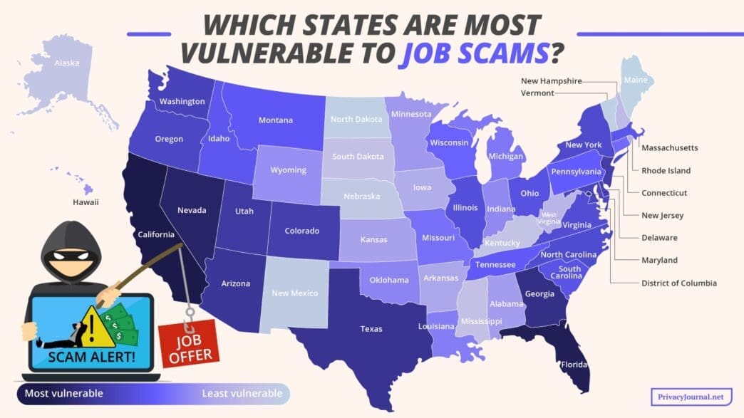 Which States Are Most Vulnerable to Job Scams. By PrivacyJournal.net