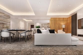 modern dining room and living room