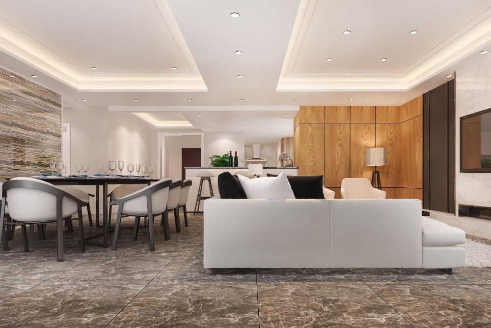 modern dining room and living room