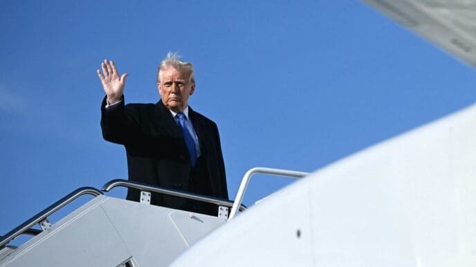 President Donald Trump boarding US Force One