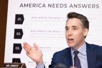 January 30, 2025 - Washington DC Senator Josh Hawley speaks as the Senate Judiciary Committee examines the nomination of Kashyap Patel for Director of the Federal Bureau of Investigation.