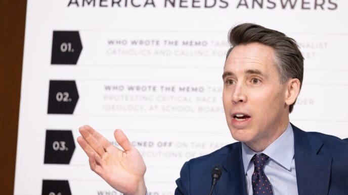 January 30, 2025 - Washington DC Senator Josh Hawley speaks as the Senate Judiciary Committee examines the nomination of Kashyap Patel for Director of the Federal Bureau of Investigation.