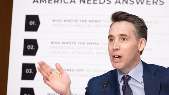 January 30, 2025 - Washington DC Senator Josh Hawley speaks as the Senate Judiciary Committee examines the nomination of Kashyap Patel for Director of the Federal Bureau of Investigation.