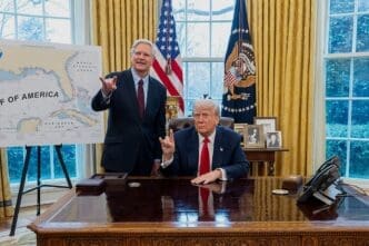 John Hoeven and President Donald Trump in the Oval Office in March 2025. By The White House