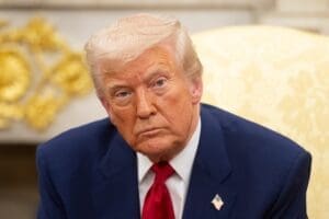 WASHINGTON D.C. - April 7, 2025: United States President Donald Trump meets with Israeli Prime Minister Benjamin Netanyahu in the White House.