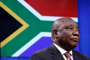 Brussels, Belgium. 15th November 2018. South African President Cyril Ramaphosa gives a press conference on results of EU-South Africa summit.