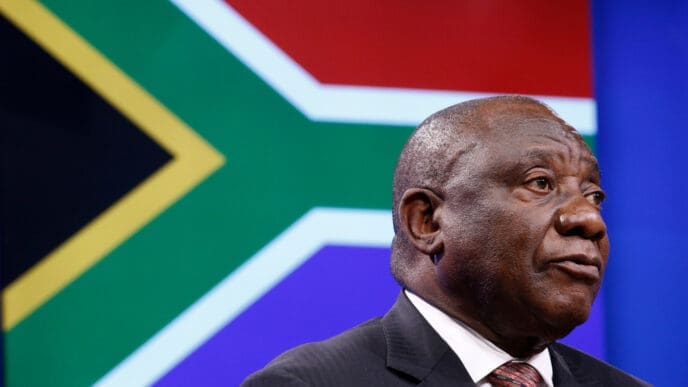 Brussels, Belgium. 15th November 2018. South African President Cyril Ramaphosa gives a press conference on results of EU-South Africa summit.