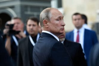 YEREVAN, ARMENIA - 1 OCTOBER 2019: Russian President Vladimir Putin attends a meeting of the Supreme Eurasian Economic Council in Yerevan, Armenia.