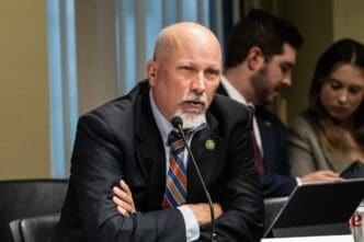 Congressman Chip Roy (R) speaks during House Judiciary Committee field hearing on New York City violent crimes at Javits Federal Building in New York City on April 17, 2023