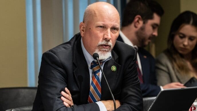 Congressman Chip Roy (R) speaks during House Judiciary Committee field hearing on New York City violent crimes at Javits Federal Building in New York City on April 17, 2023