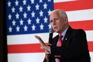 Bedford, N.H. USA - Aug. 5, 2023: Former Vice President Mike Pence speaks during an event sponsored by Polaris National Security.