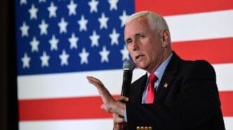 Bedford, N.H. USA - Aug. 5, 2023: Former Vice President Mike Pence speaks during an event sponsored by Polaris National Security.