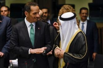 Mohammed bin Abdulrahman bin Jassim AL-THANI, Prime Minister and Minister for Foreign Affairs of Qatar during a High Level Forum in Luxembourg, Luxembourg April 22, 2024.