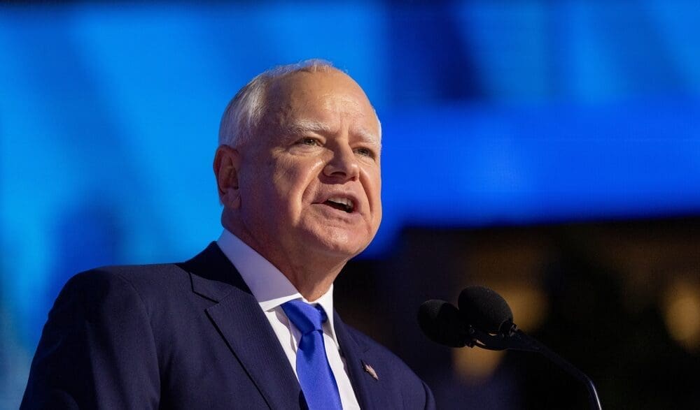 Chicago, Illinois- August 21, 2024: Minnesota Governor Tim Walz at the Democratic National Convention.