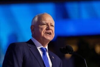 Chicago, Illinois- August 21, 2024: Minnesota Governor Tim Walz at the Democratic National Convention.