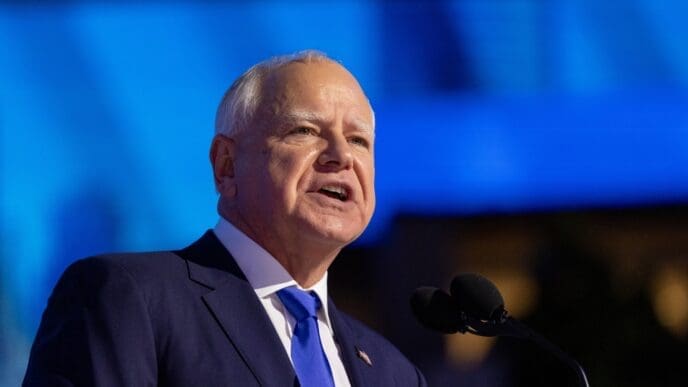 Chicago, Illinois- August 21, 2024: Minnesota Governor Tim Walz at the Democratic National Convention.