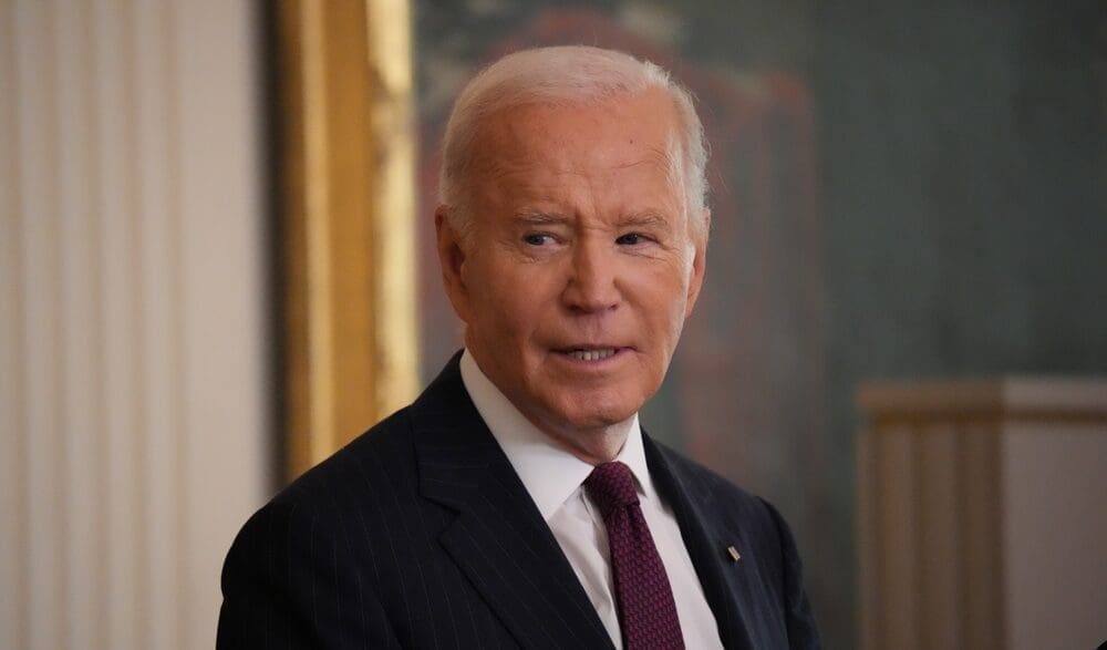Washington DC USA - November 13, 2024 - President Biden addresses the Classroom to Careers education summit in the White House East Room.