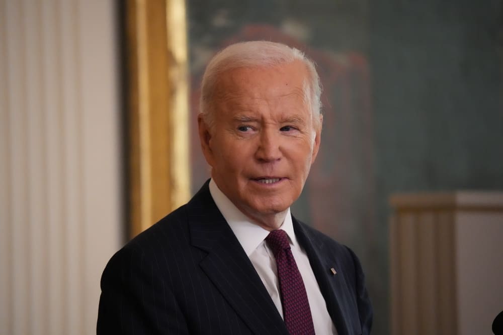Washington DC USA - November 13, 2024 - President Biden addresses the Classroom to Careers education summit in the White House East Room.