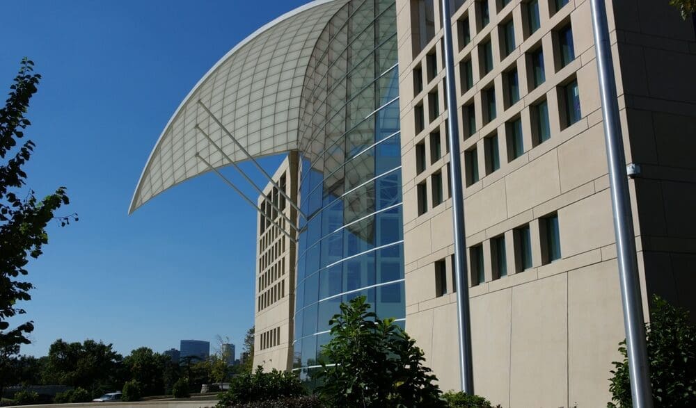 Washington, DC – March 19, 2025: The Ansary Peace Dove roof and atrium are unique features of the USIP building recently closed by Elon Musk and DOGE.