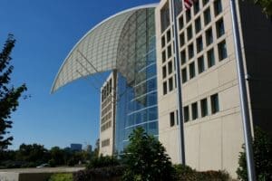Washington, DC – March 19, 2025: The Ansary Peace Dove roof and atrium are unique features of the USIP building recently closed by Elon Musk and DOGE.