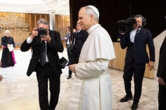 12th May 2025; Vatican City, Rome, Italy; Pope Leo XIV Holds Audience for Journalist; Pope Leo XIV receives journalists and media workers in audience