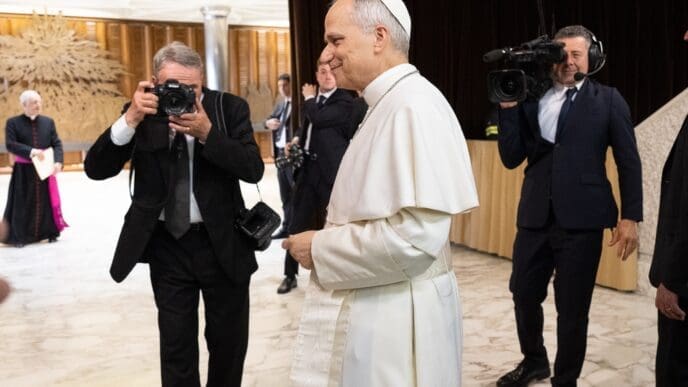 12th May 2025; Vatican City, Rome, Italy; Pope Leo XIV Holds Audience for Journalist; Pope Leo XIV receives journalists and media workers in audience