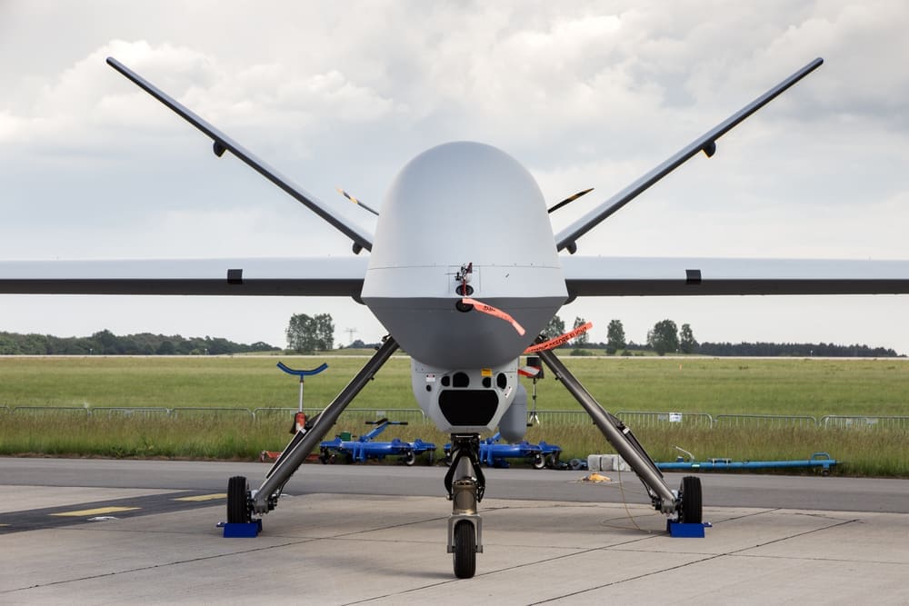 BERLIN - JUN 2, 2016: US Air Force MQ-9 Reaper drone on display at the Exhibition ILA Berlin Air Show.