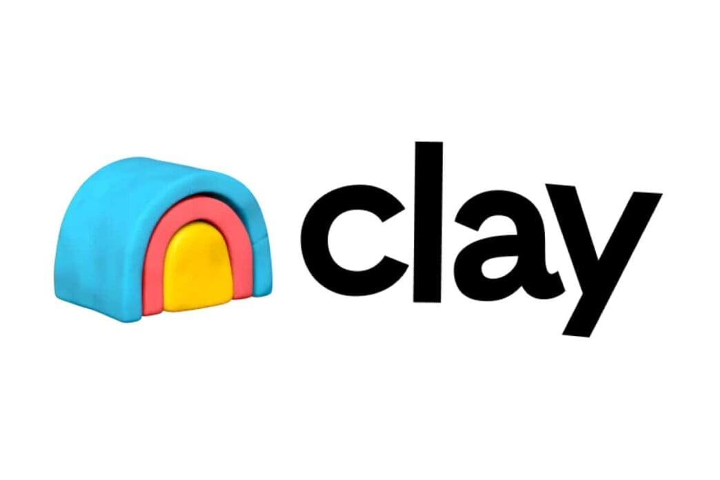 The logo for the company Clay, featuring a colorful icon that resembles a clay rainbow next to the word 'clay' in lowercase black text on a white background.