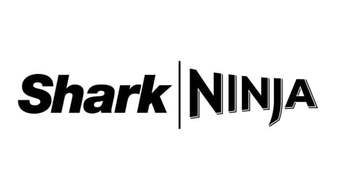 The black text logo for SharkNinja, featuring "Shark" in a bold, slightly italicized font, separated by a vertical line from "NINJA" in a stylized, sharp-angled font, all on a white background.